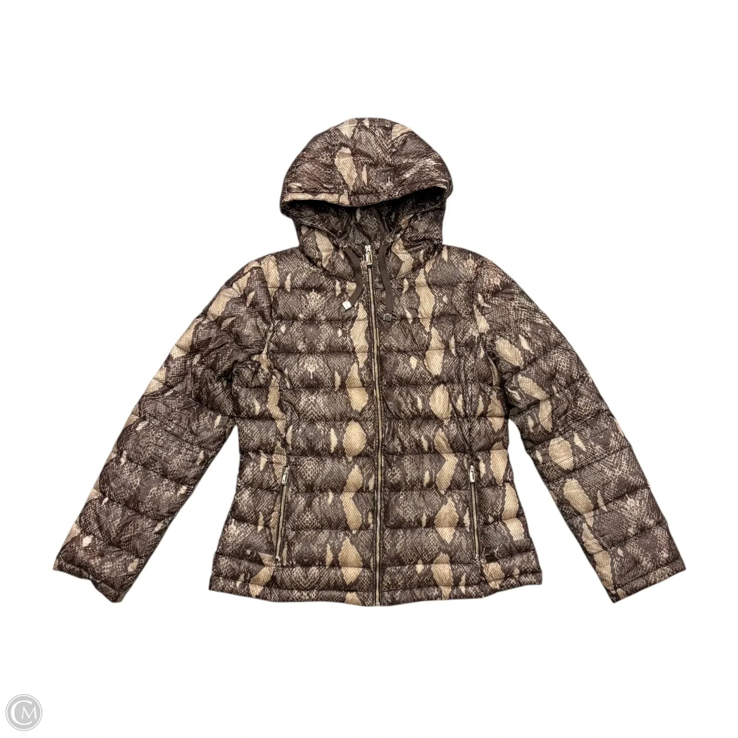 Coat Puffer & Quilted By Calvin Klein In Snakeskin Print, Size: M