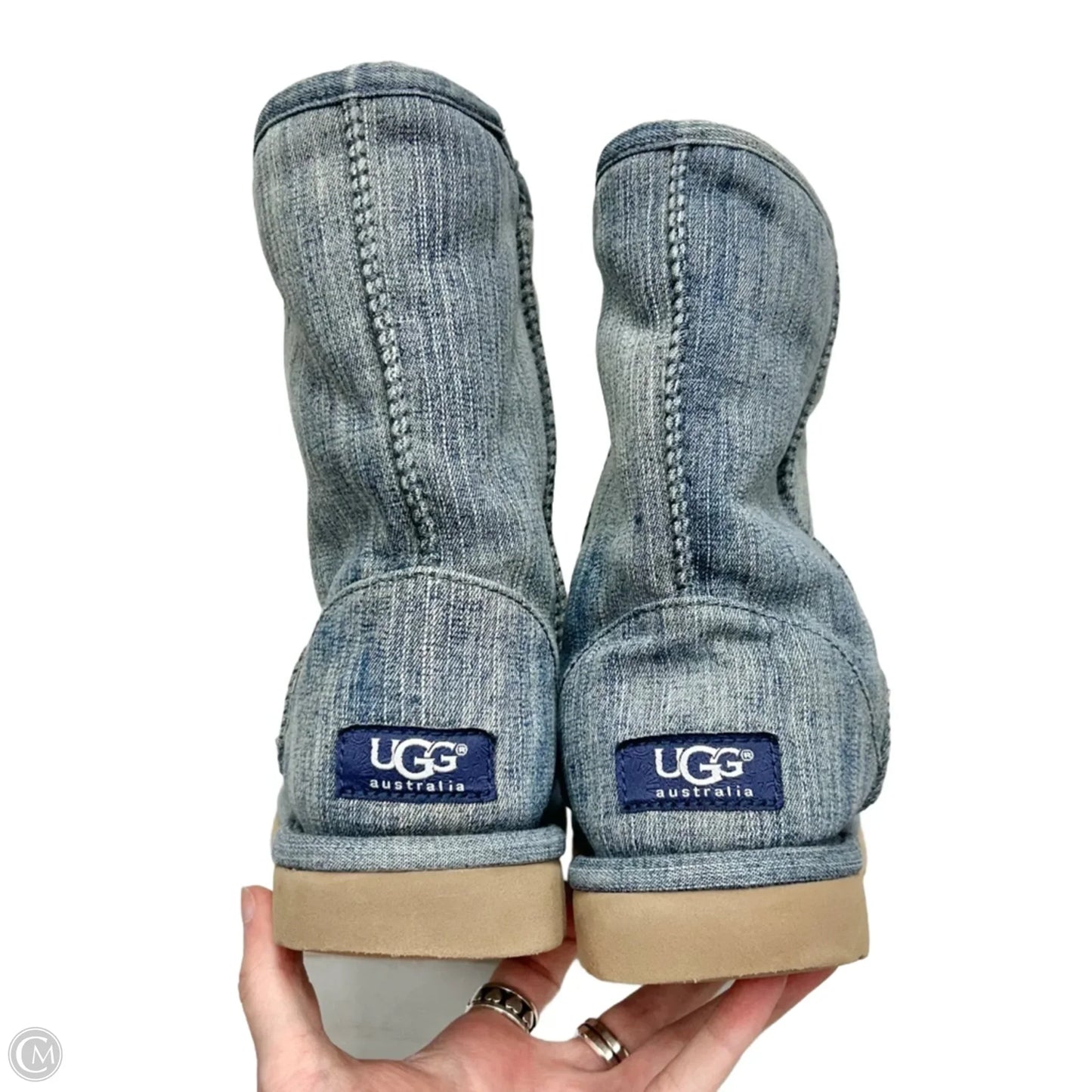 Boots Designer By Ugg In Blue Denim, Size: 7