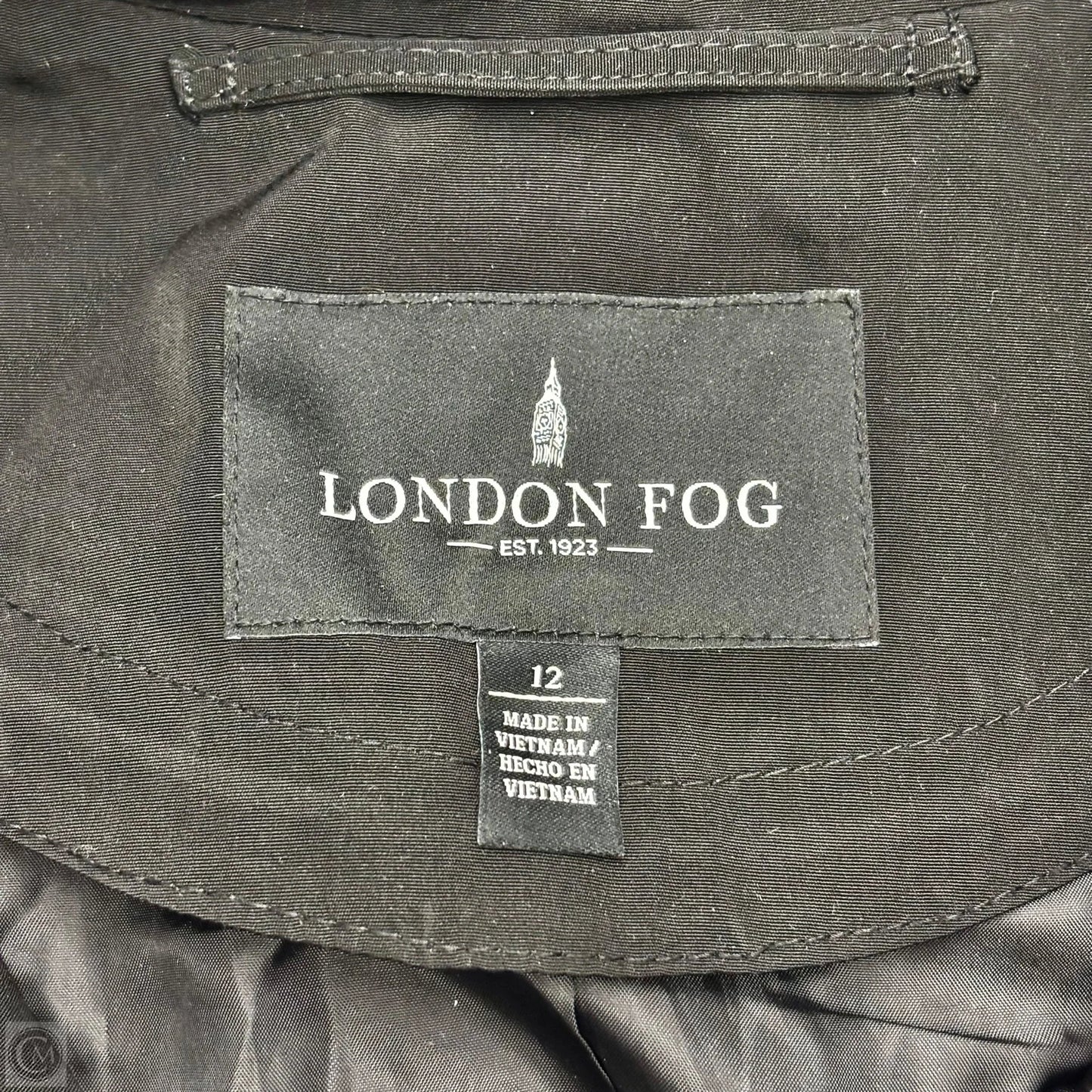 Coat Trench Coat By London Fog In Black, Size: L