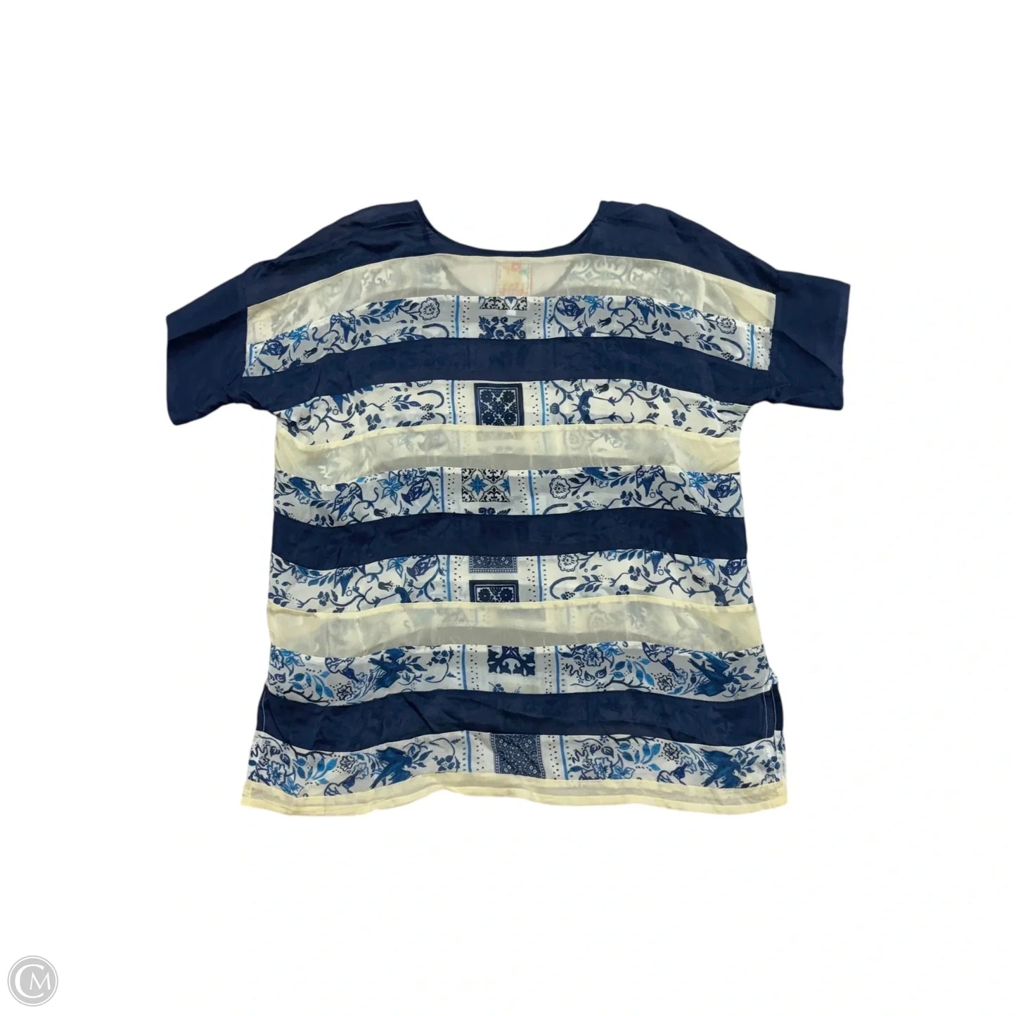 Top Short Sleeve By Johnny Was In Blue & White, Size: Xs