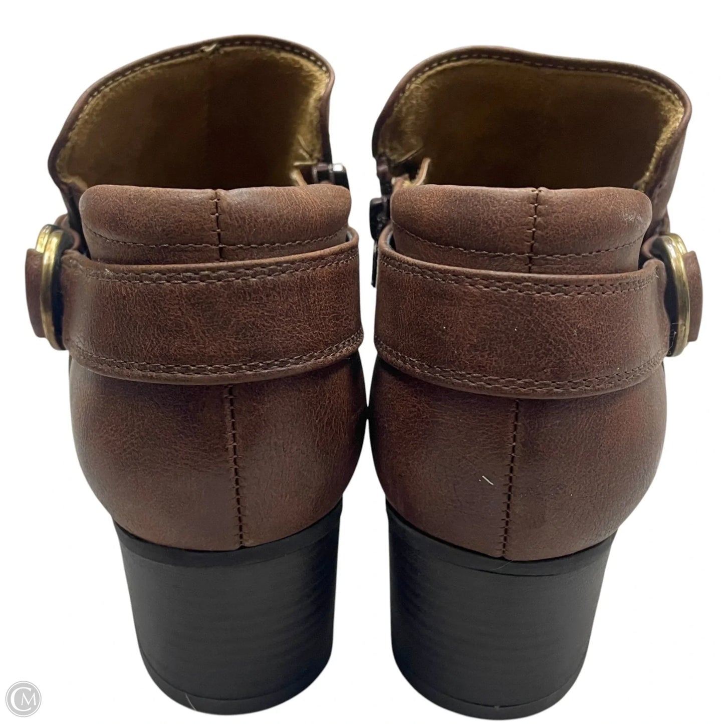 Boots Ankle Heels By Natural Soul In Brown, Size: 8