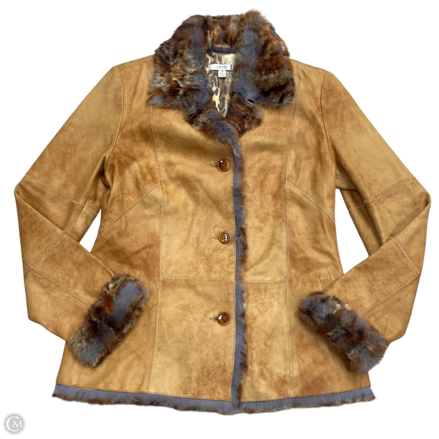 Jacket Leather By Cache In Tan, Size: S