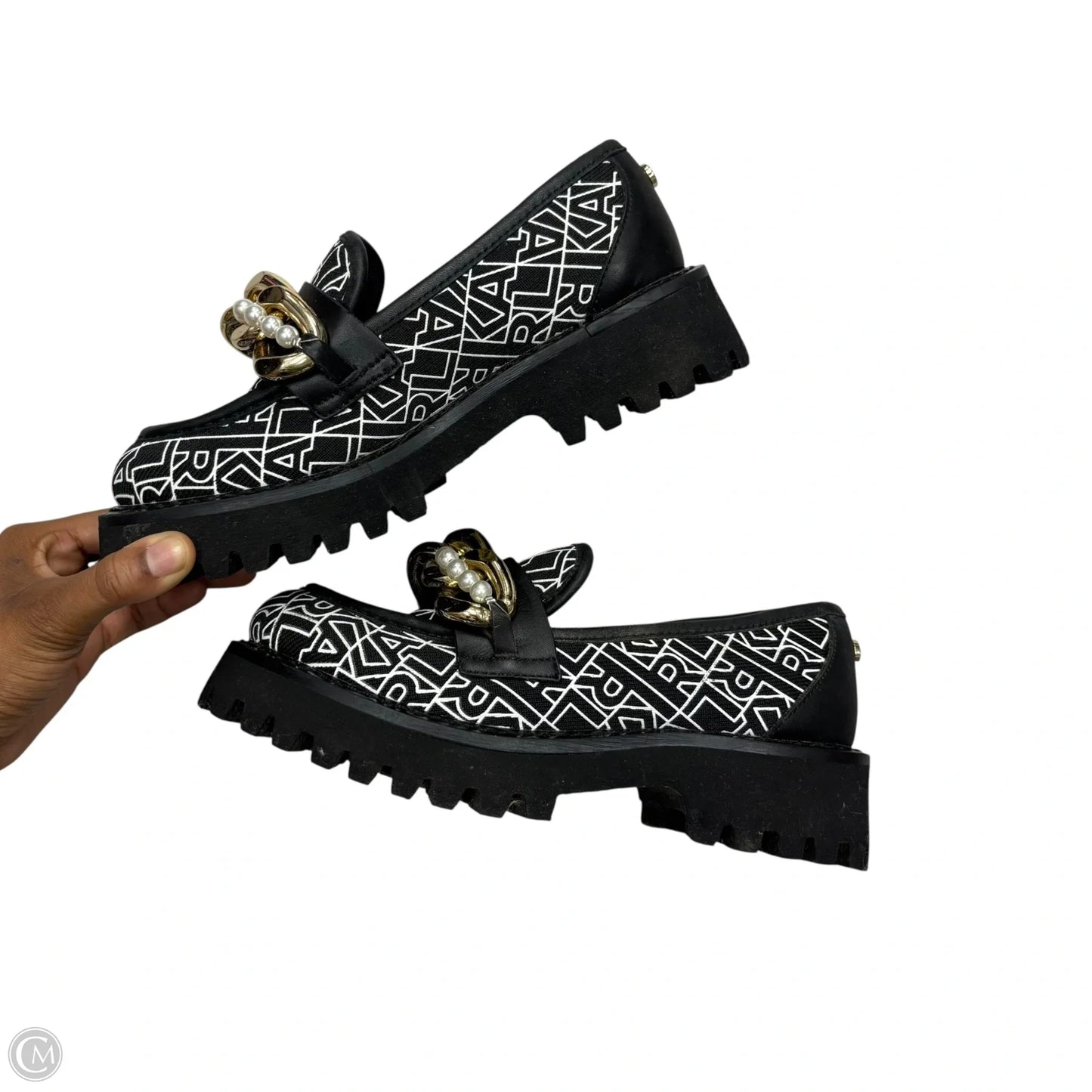 Shoes Designer By Karl Lagerfeld In Black, Size: 5.5