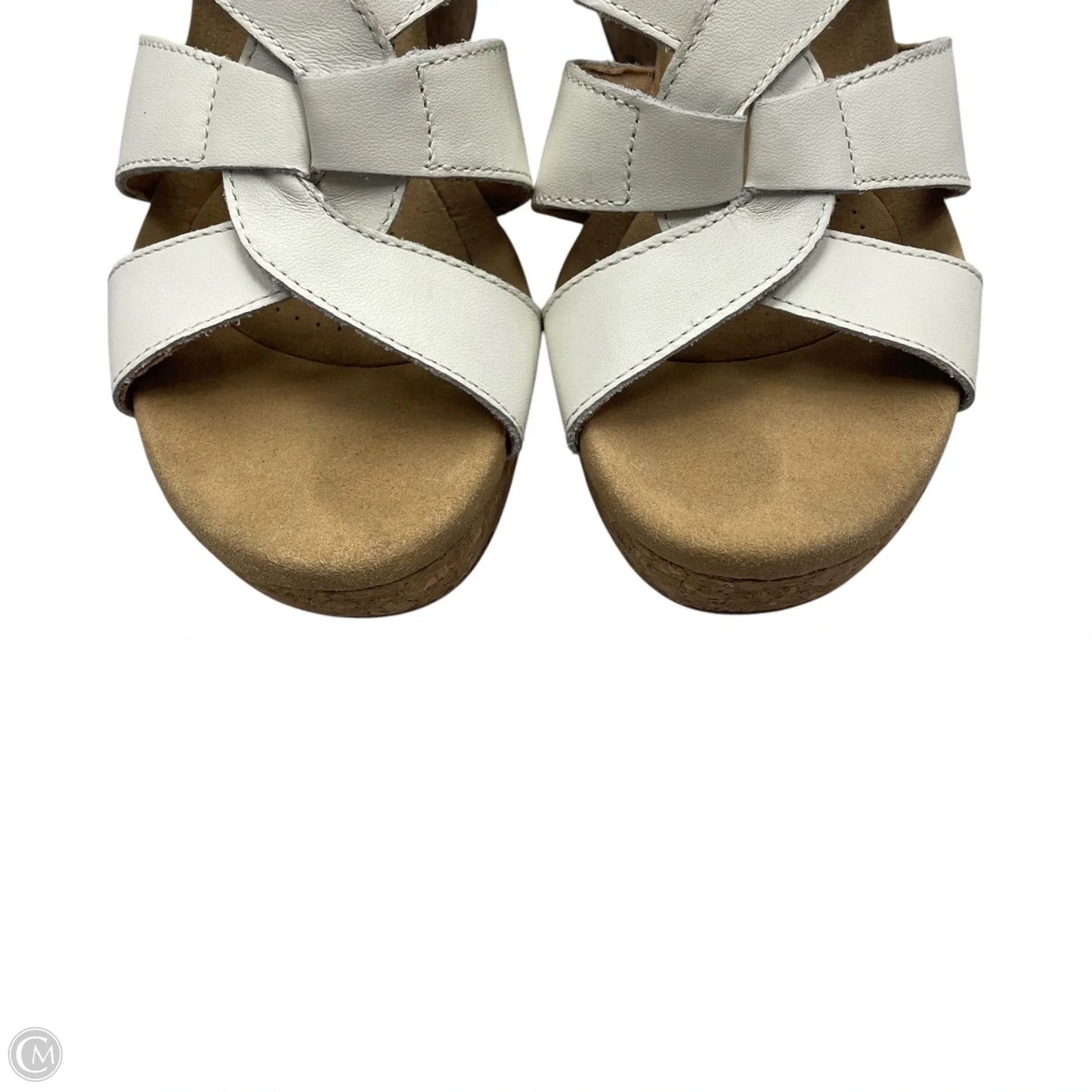 Sandals Heels Wedge By Clarks In White, Size: 8