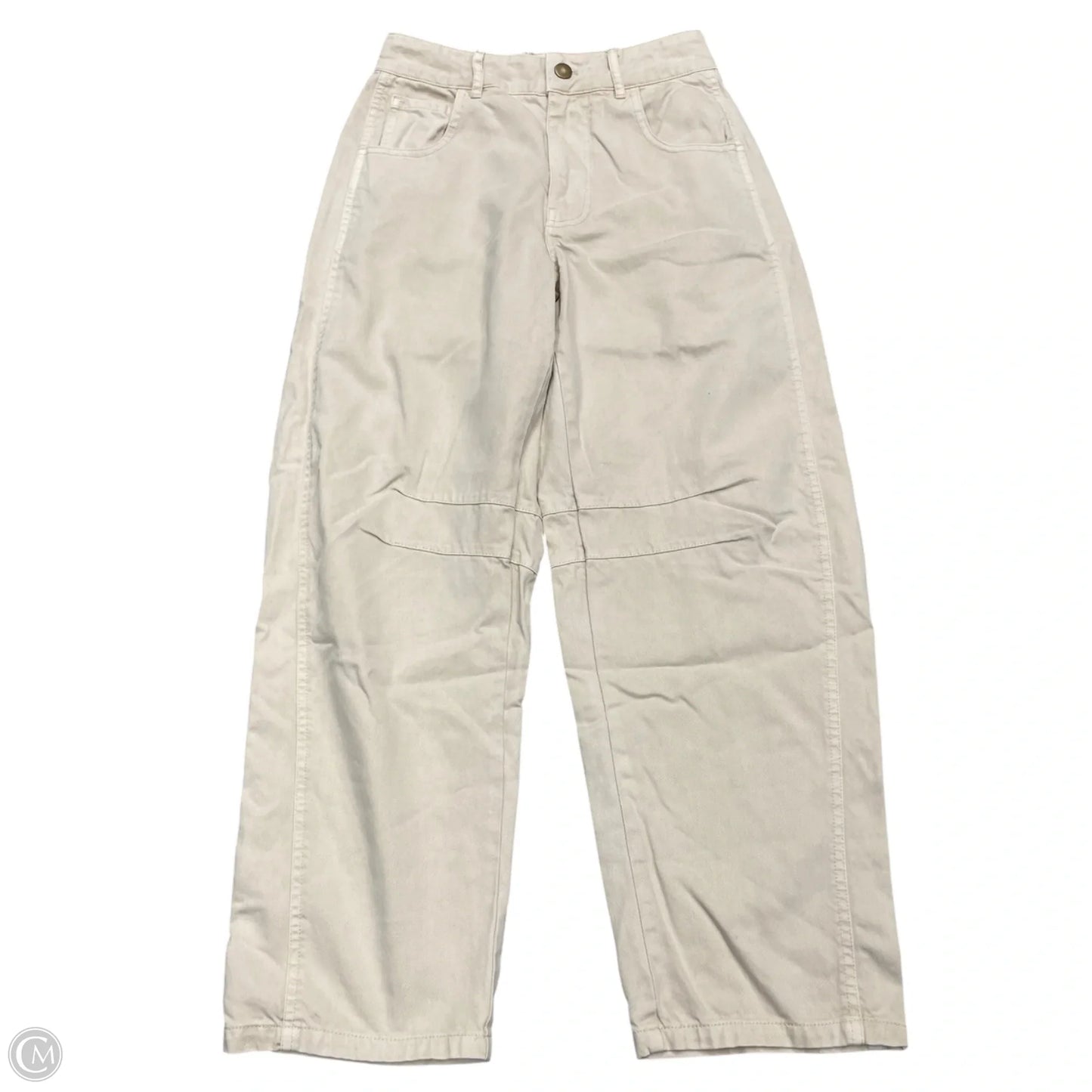 Jeans Wide Leg By Free People In Cream Denim, Size: Xs