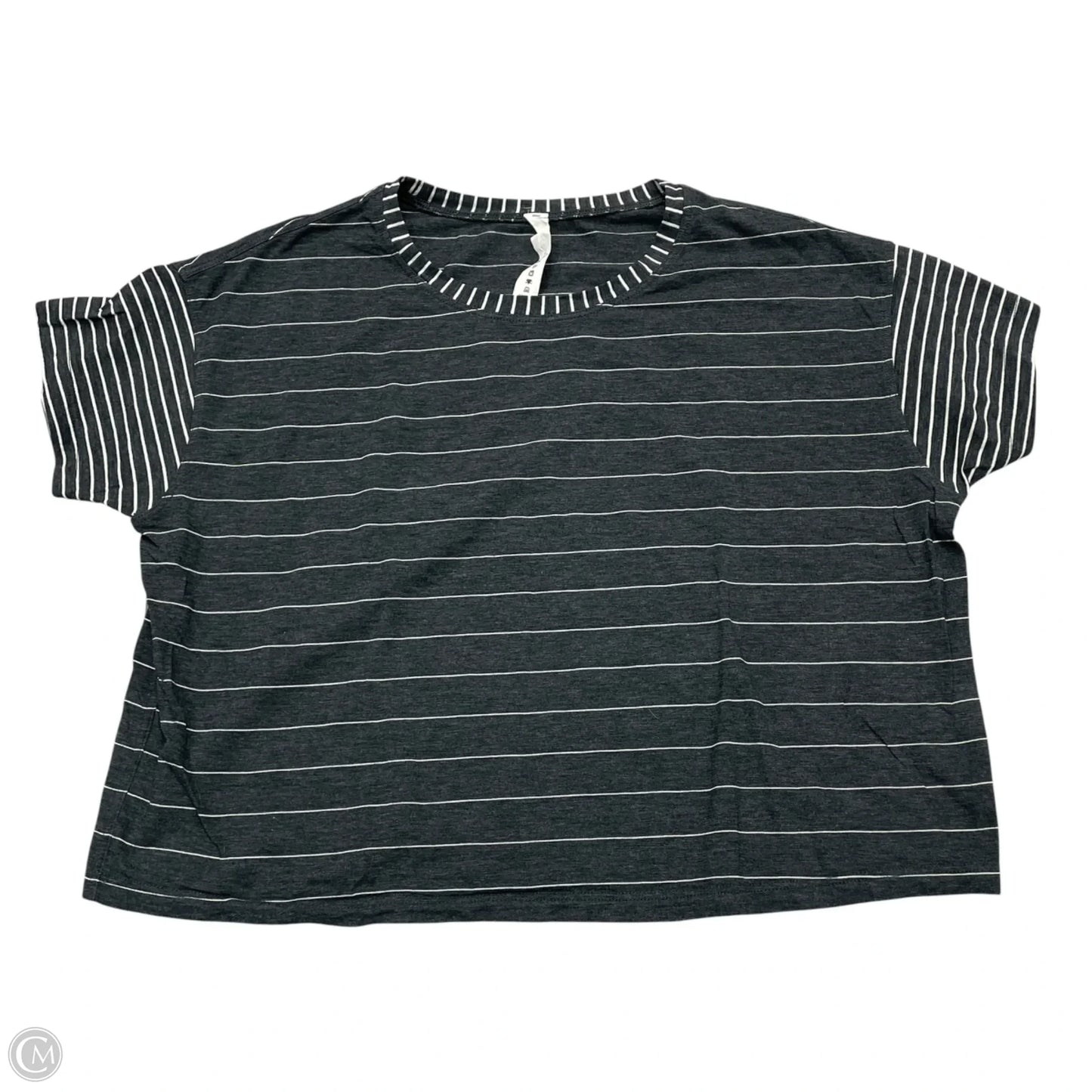 Athletic Top Short Sleeve By Lululemon In Grey & White, Size: S