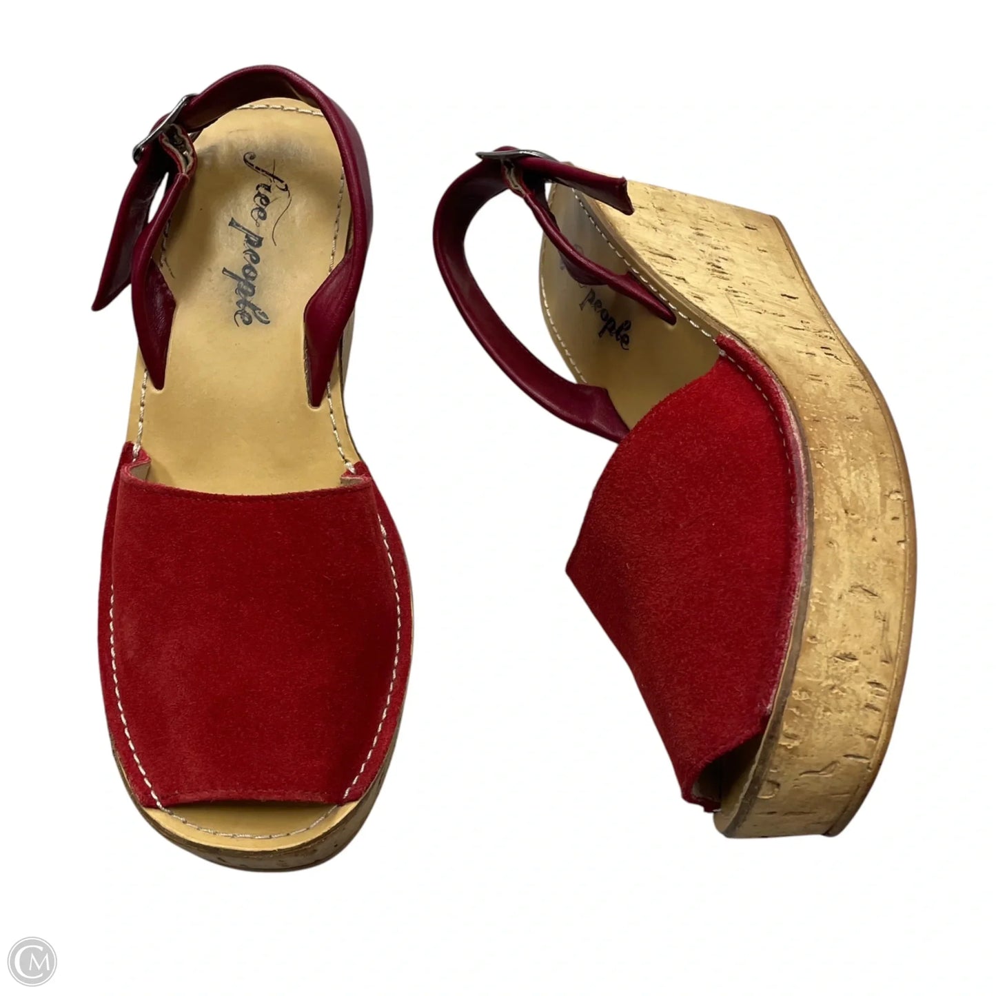 Sandals Heels Wedge By Free People In Brown & Red, Size: 7.5