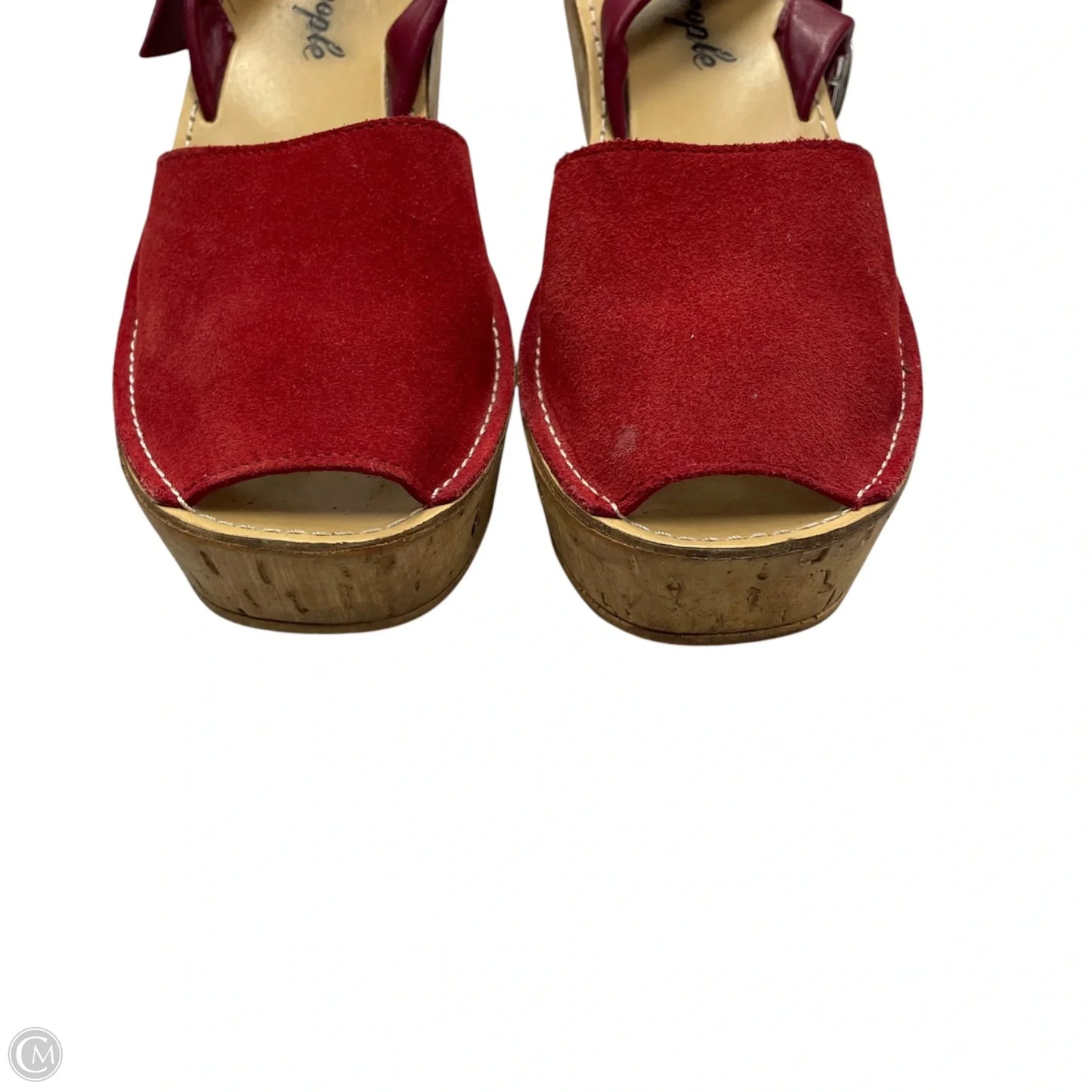 Sandals Heels Wedge By Free People In Brown & Red, Size: 7.5