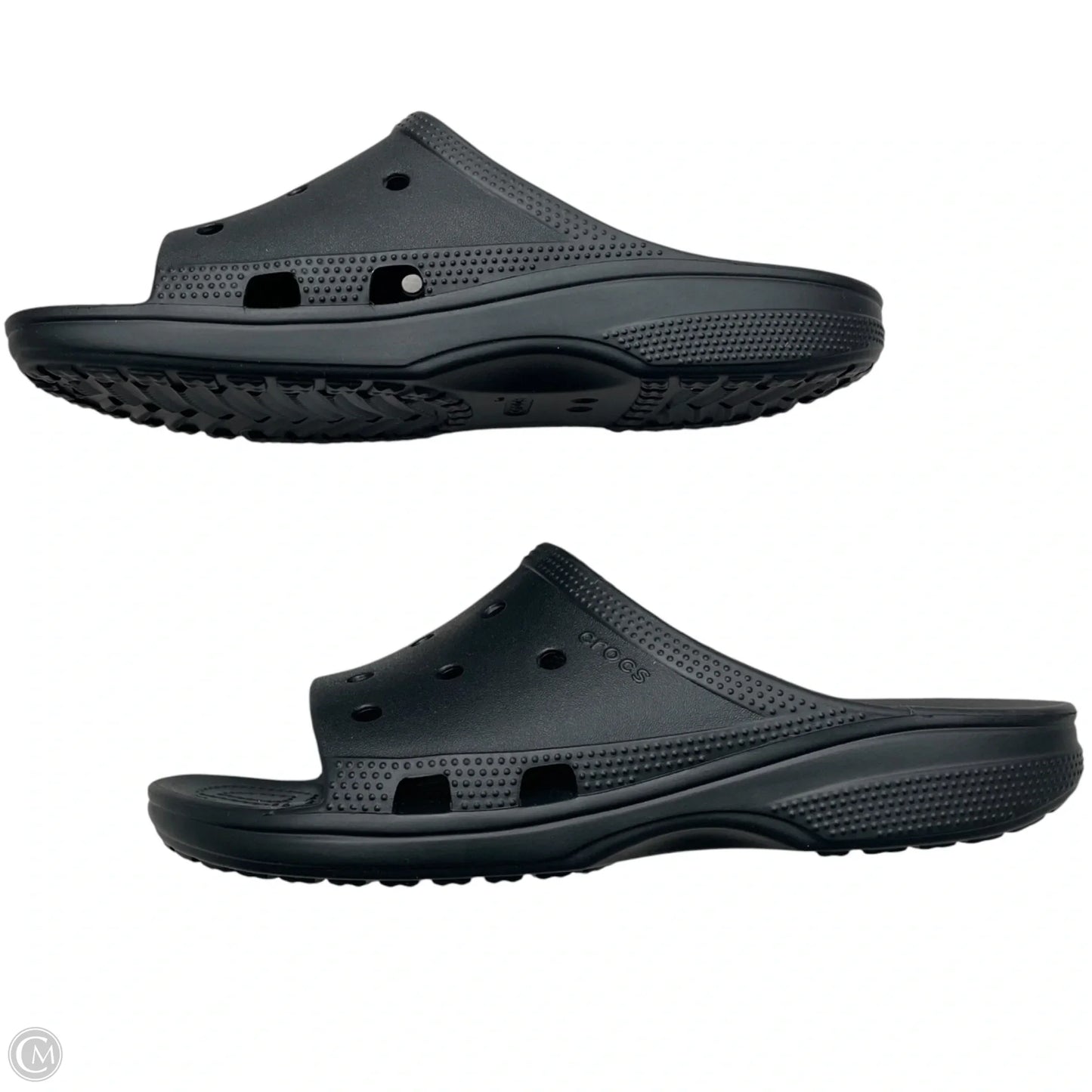 Sandals Flats By Crocs In Black, Size: 7