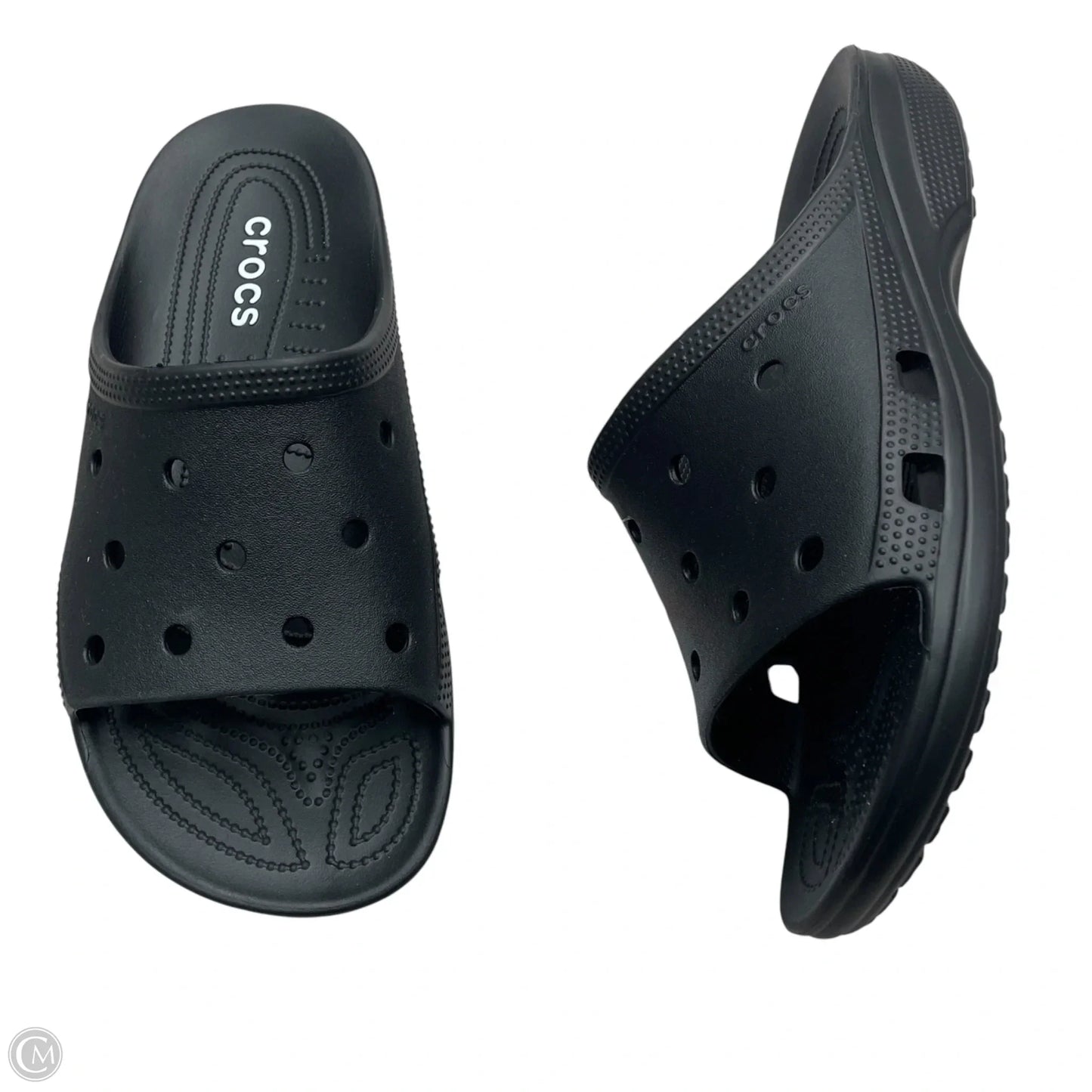 Sandals Flats By Crocs In Black, Size: 11.5
