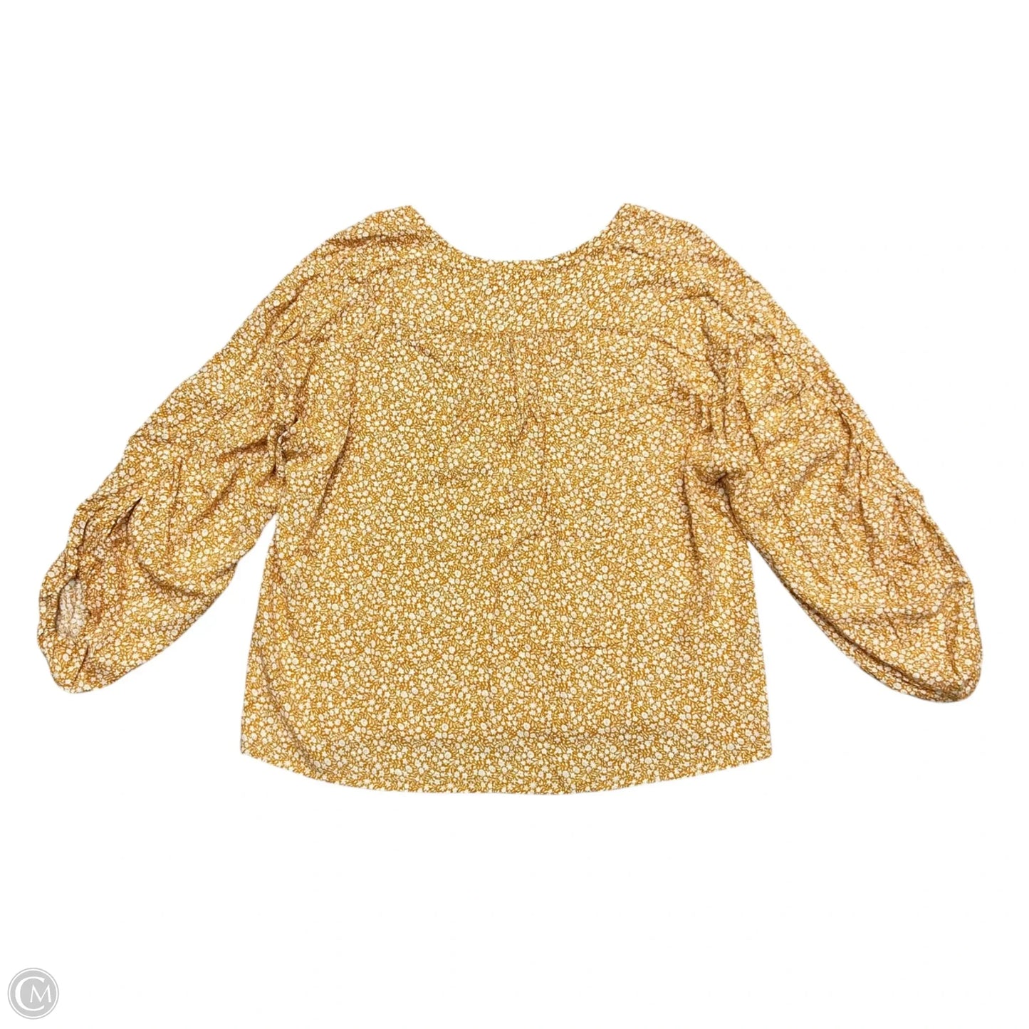 Top Long Sleeve By Maeve In White & Yellow, Size: M