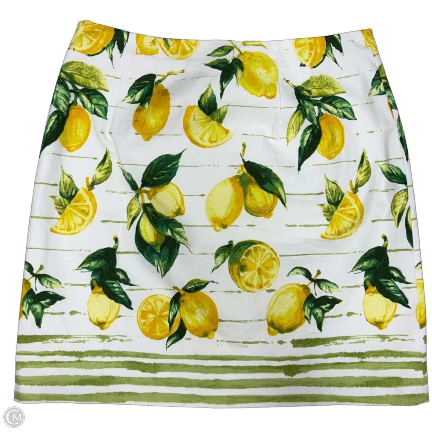 Skirt Midi By Talbots In White & Yellow, Size: 4