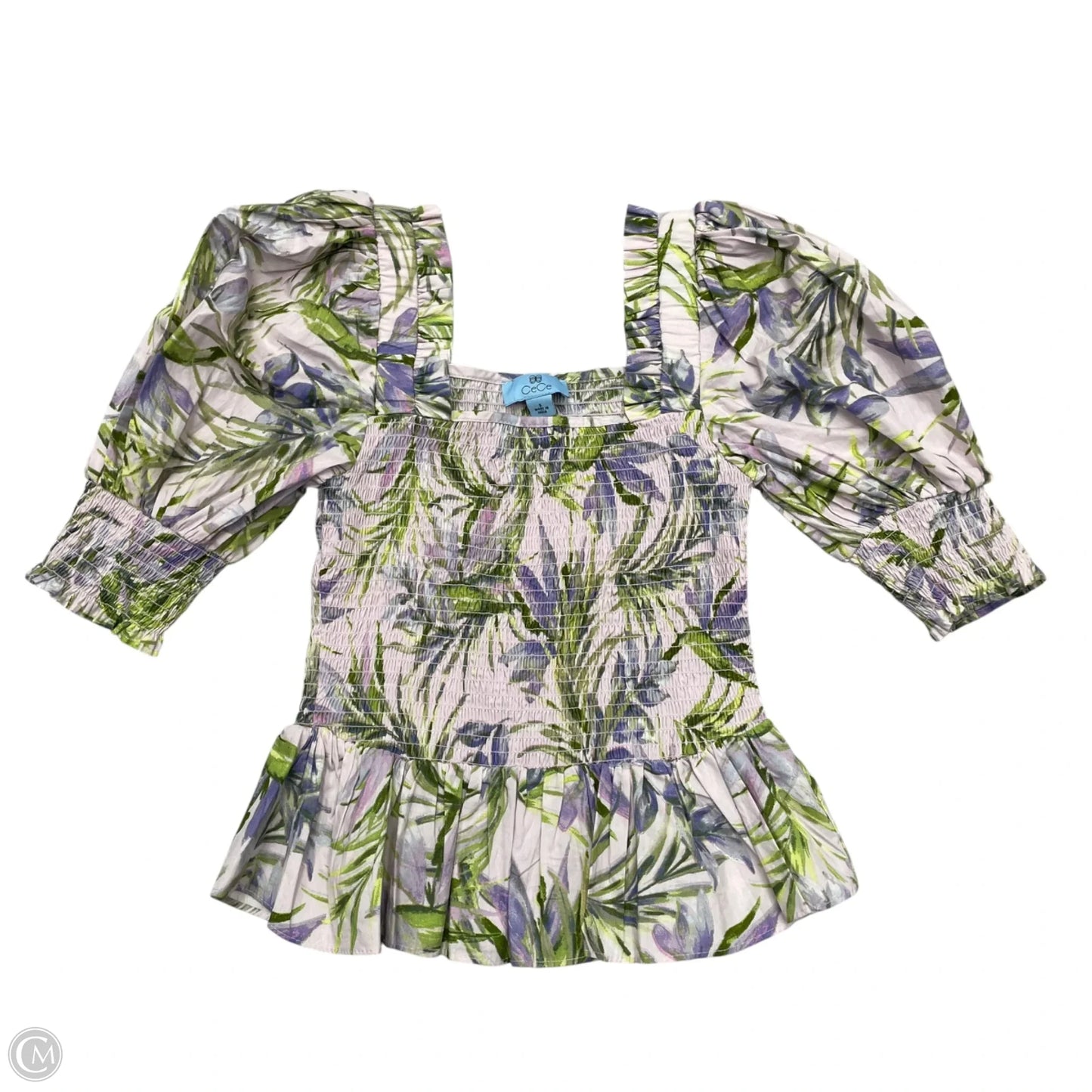 Top Short Sleeve By Cece In Green & Purple, Size: S