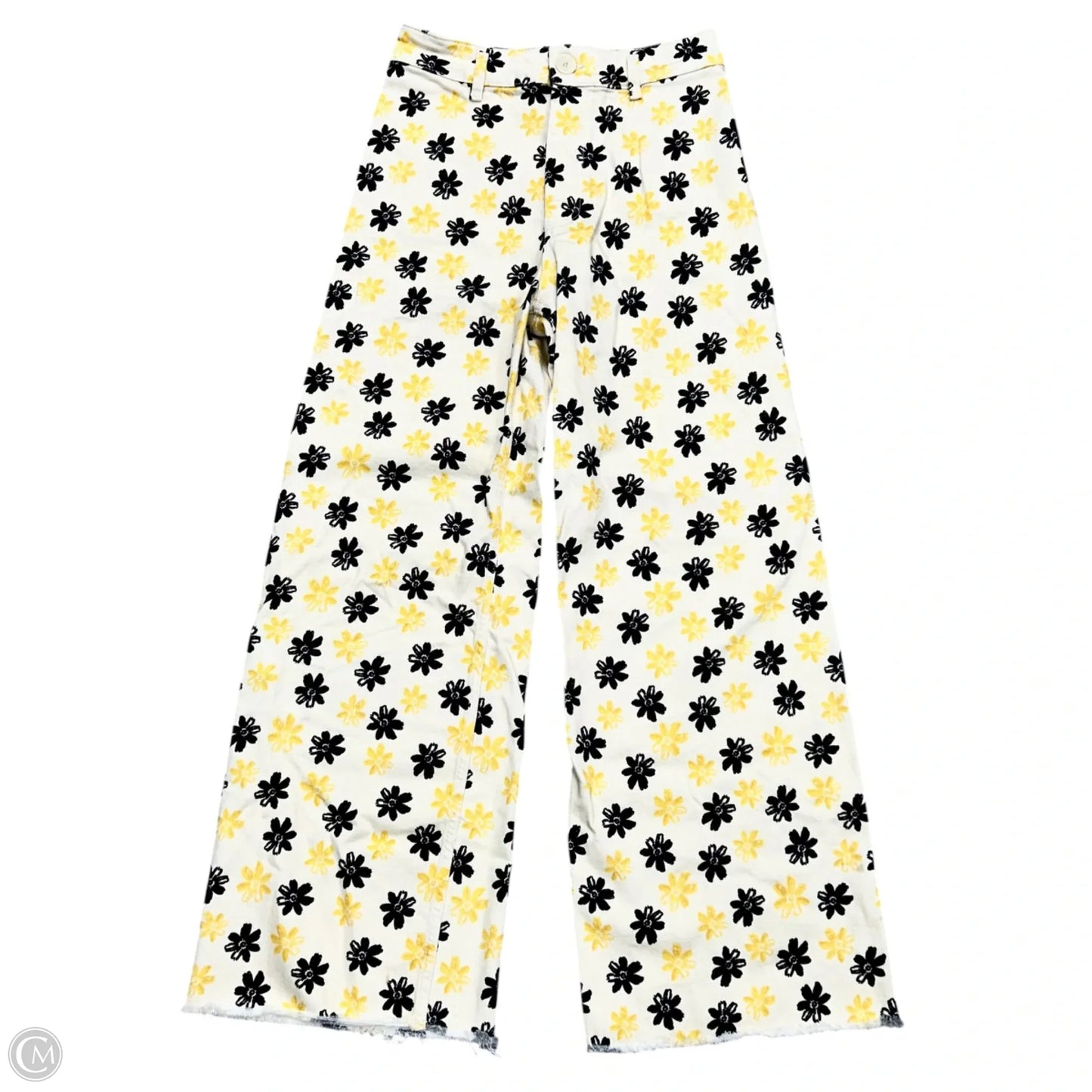 Jeans Wide Leg By Zara In Blue & Yellow, Size: 8