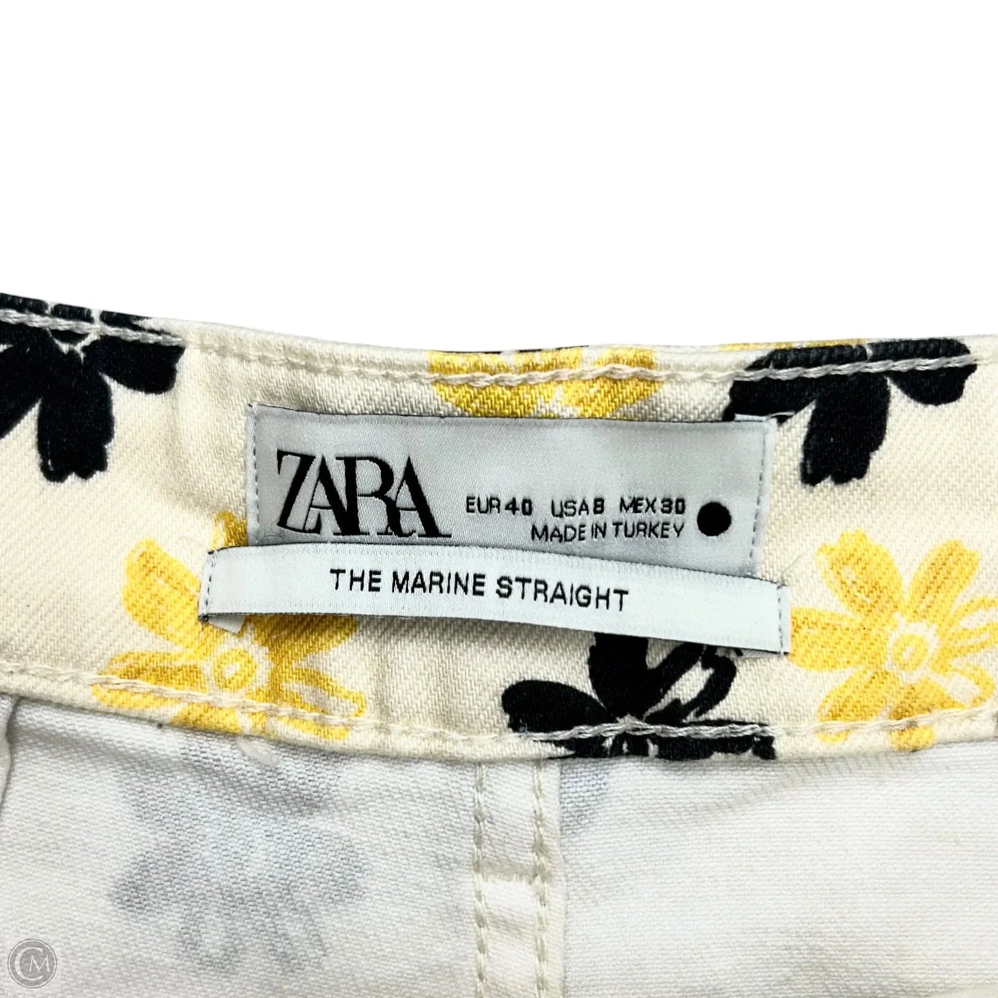 Jeans Wide Leg By Zara In Blue & Yellow, Size: 8