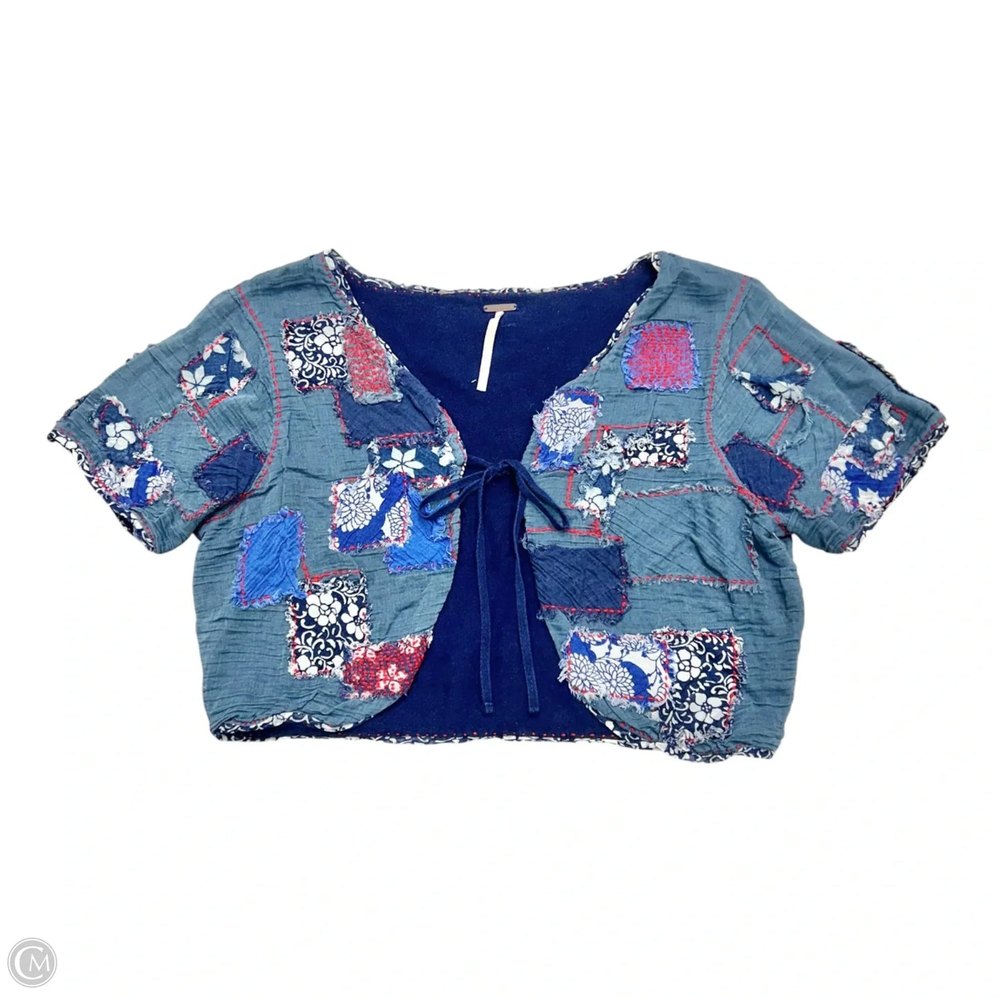 Top Short Sleeve By Free People In Blue Red & White, Size: M