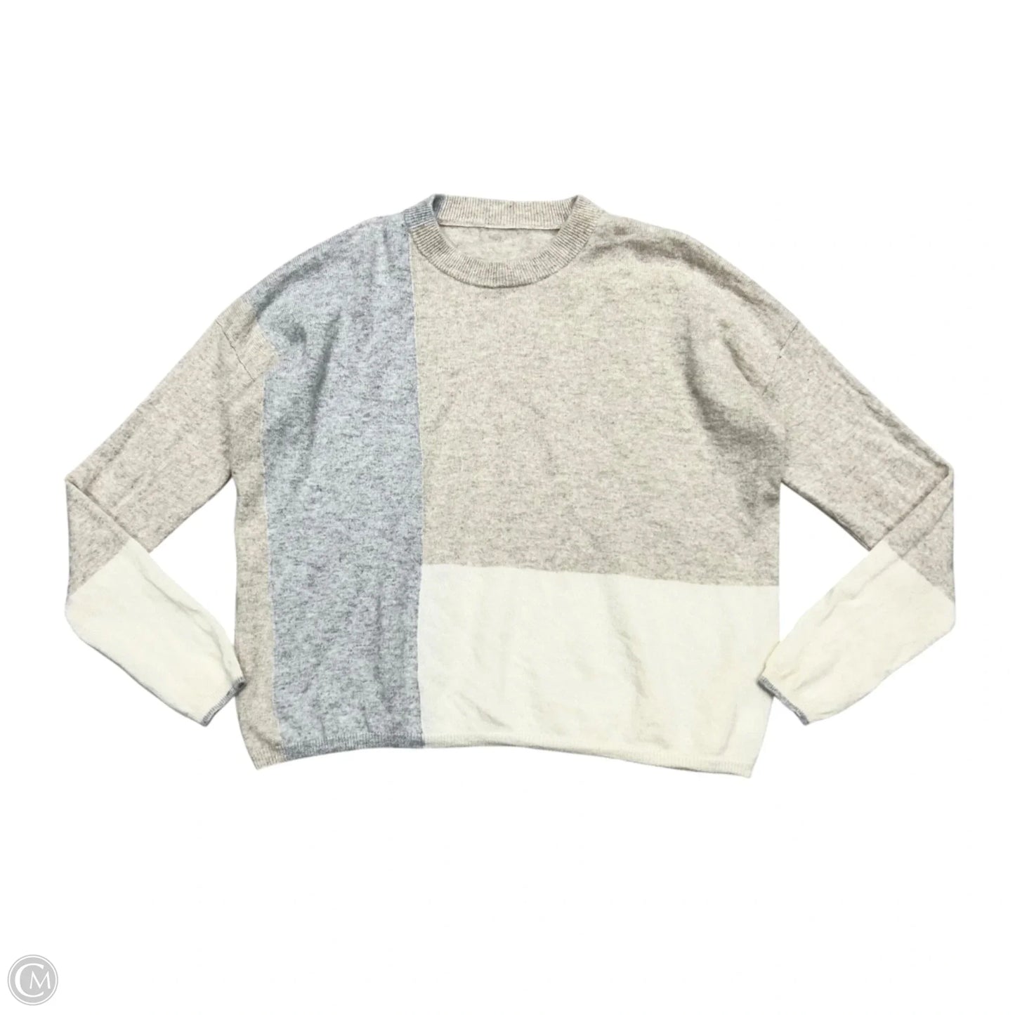 Sweater Cashmere In Cream & Grey, Size: S
