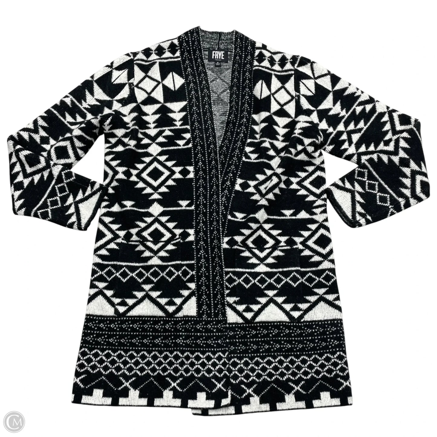 Cardigan Designer By Frye In Black & White, Size: S