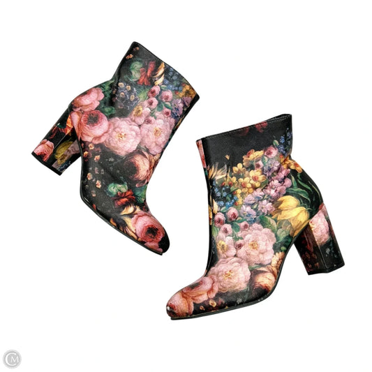 Boots Ankle Heels By Diba In Floral Print, Size: 8