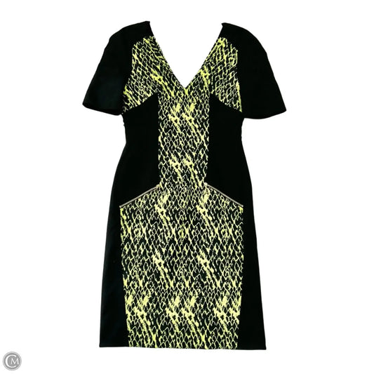 Dress Casual Midi By Matthew Williamson In Black & Yellow, Size: 10