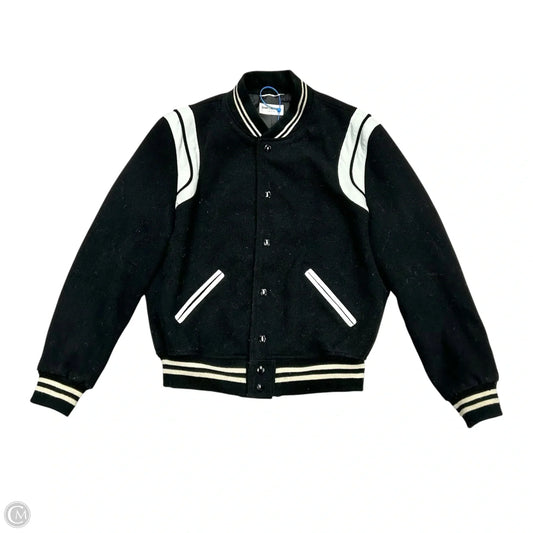Jacket Luxury Designer By Yves Saint Laurent In Black & White, Size: L