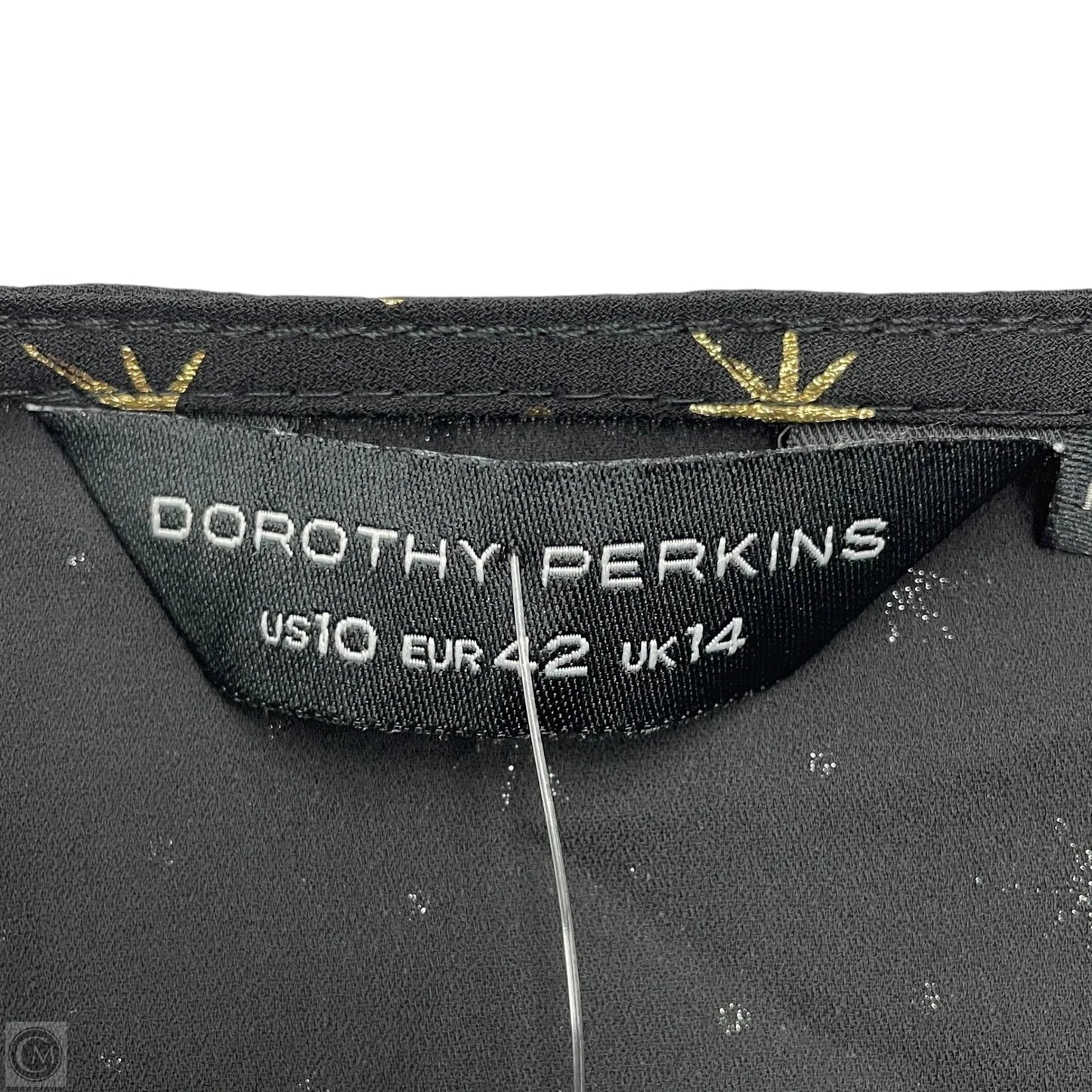 Top Short Sleeve By Dorothy Perkins In Black & Gold, Size: M