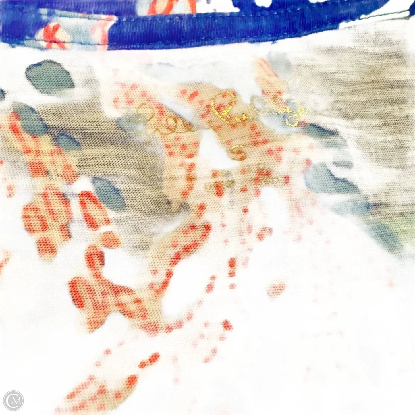 Top Short Sleeve Designer By Lilly Pulitzer In Blue & Orange, Size: S