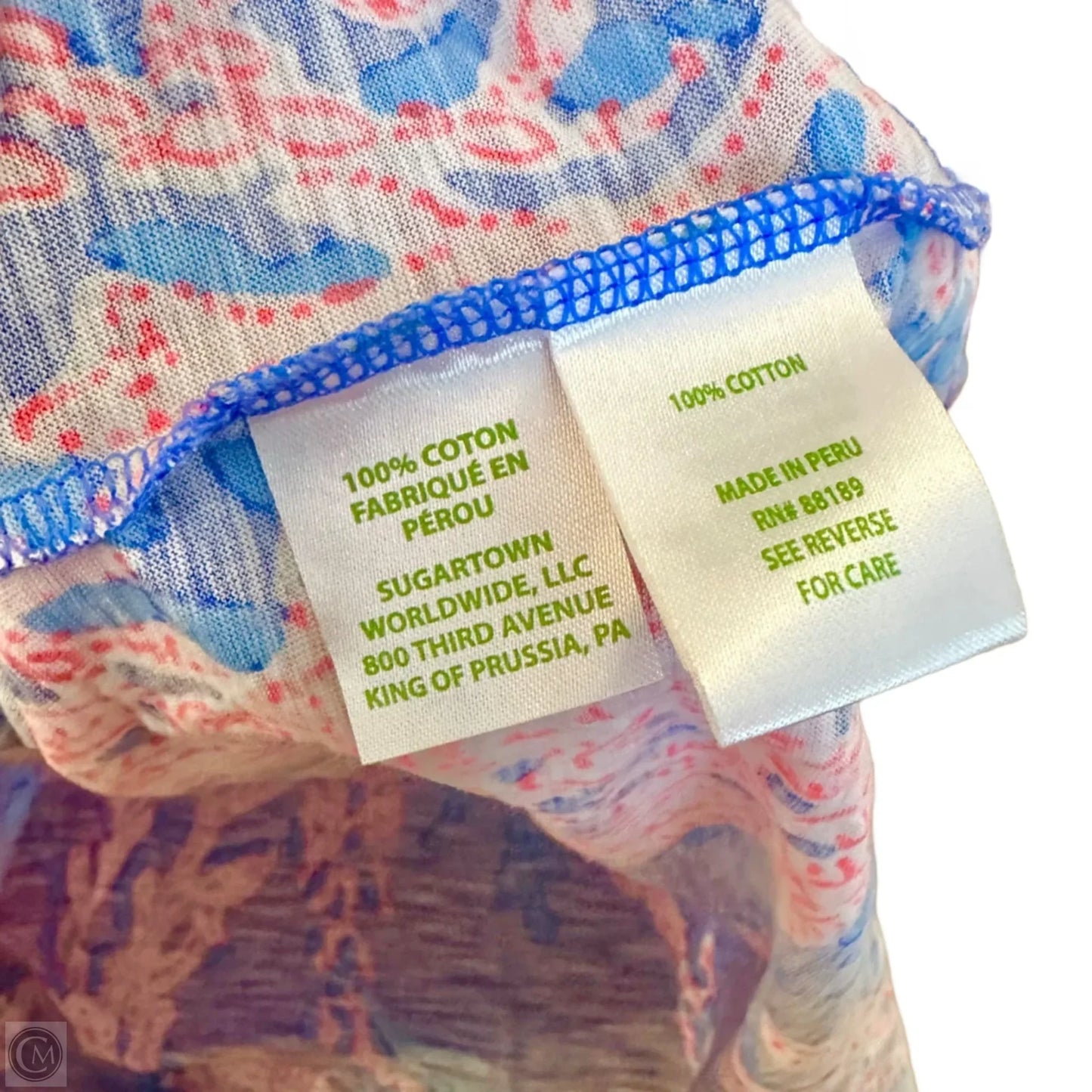 Top Short Sleeve Designer By Lilly Pulitzer In Blue & Orange, Size: S