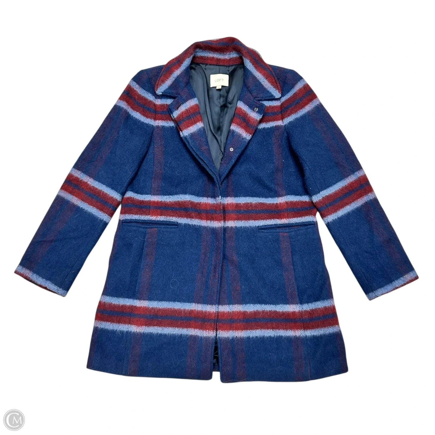 Coat Peacoat By Loft In Blue & Red, Size: L