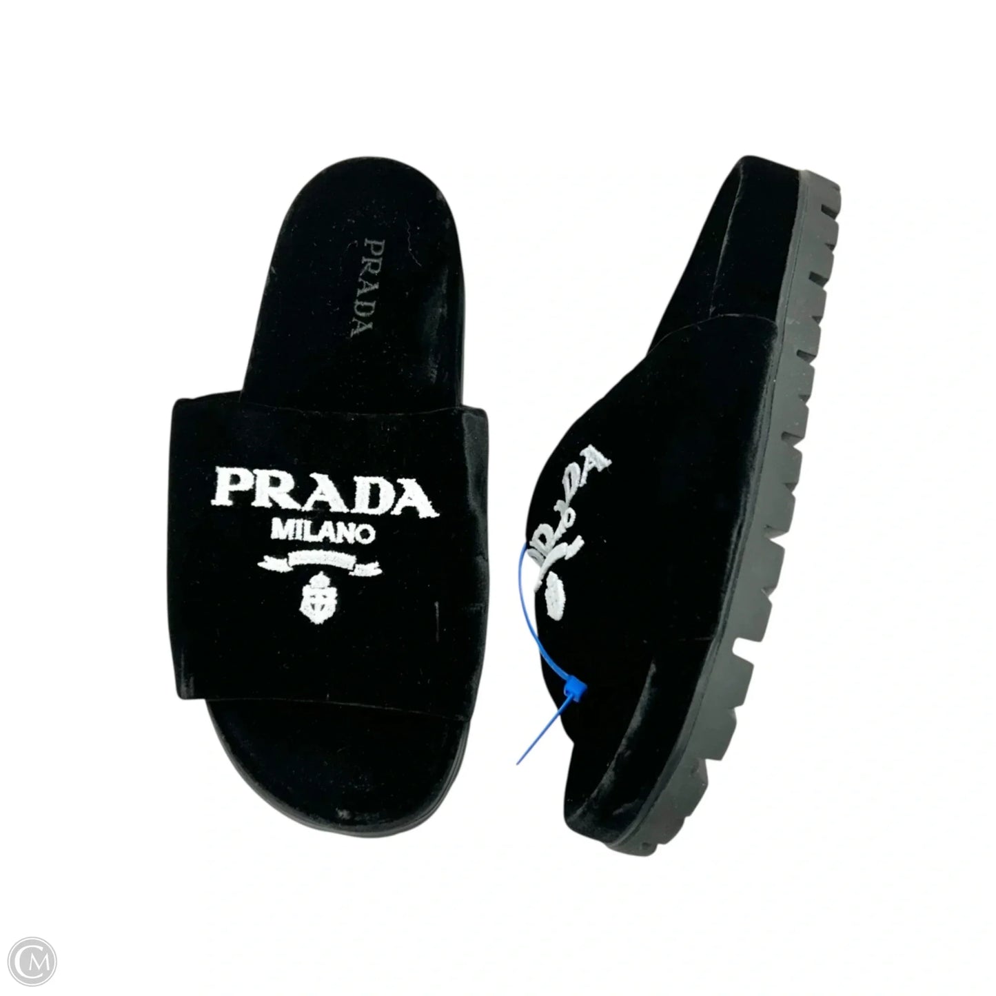 Shoes Luxury Designer By Prada In Black & White, Size: 10.5