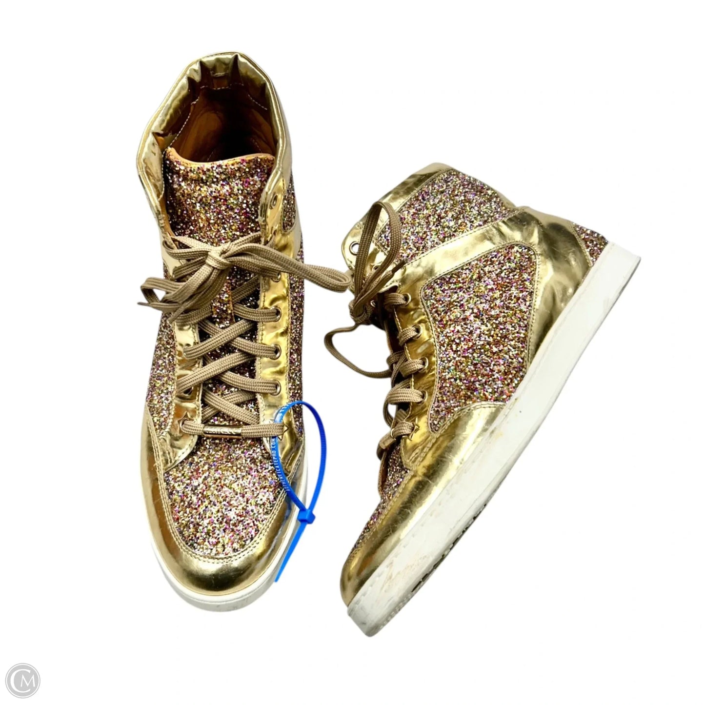 Shoes Luxury Designer By Jimmy Choo In Gold, Size: 9.5