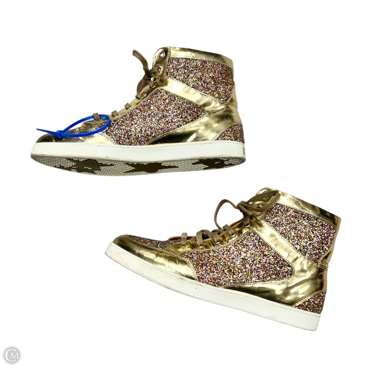 Shoes Luxury Designer By Jimmy Choo In Gold, Size: 9.5