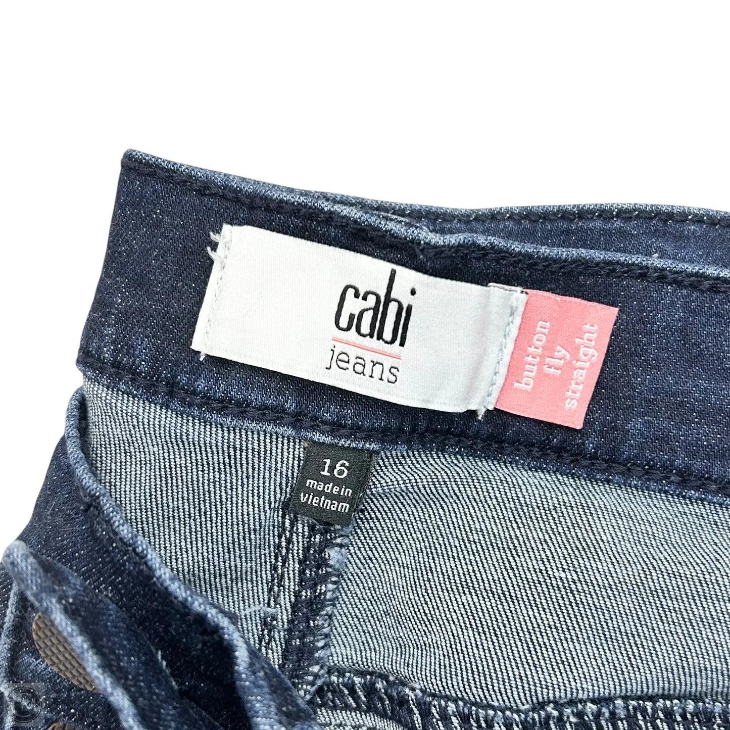 Jeans Straight By Cabi In Blue Denim, Size: 16