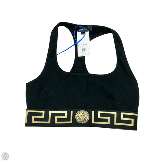 Top Sleeveless Luxury Designer By Versace In Black & Gold, Size: Xs
