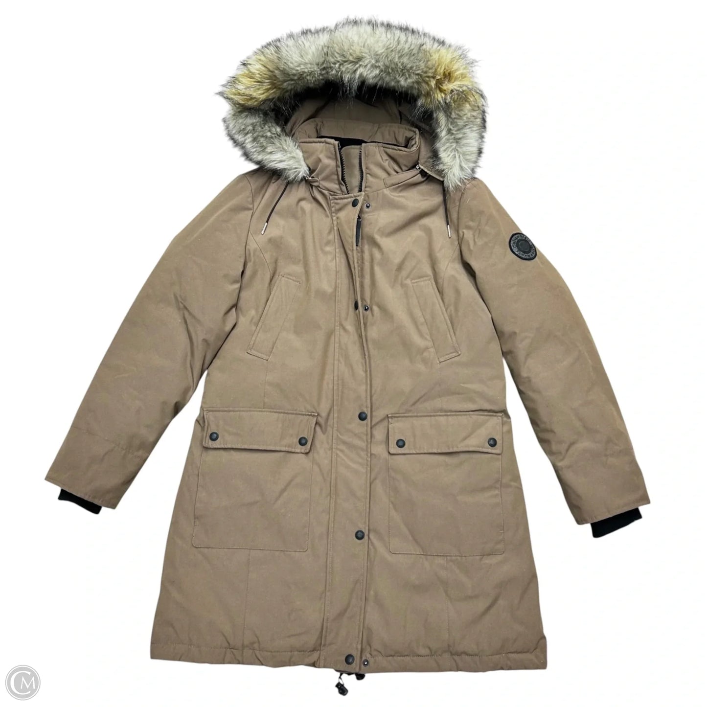 Coat Parka By Calvin Klein In Brown, Size: L