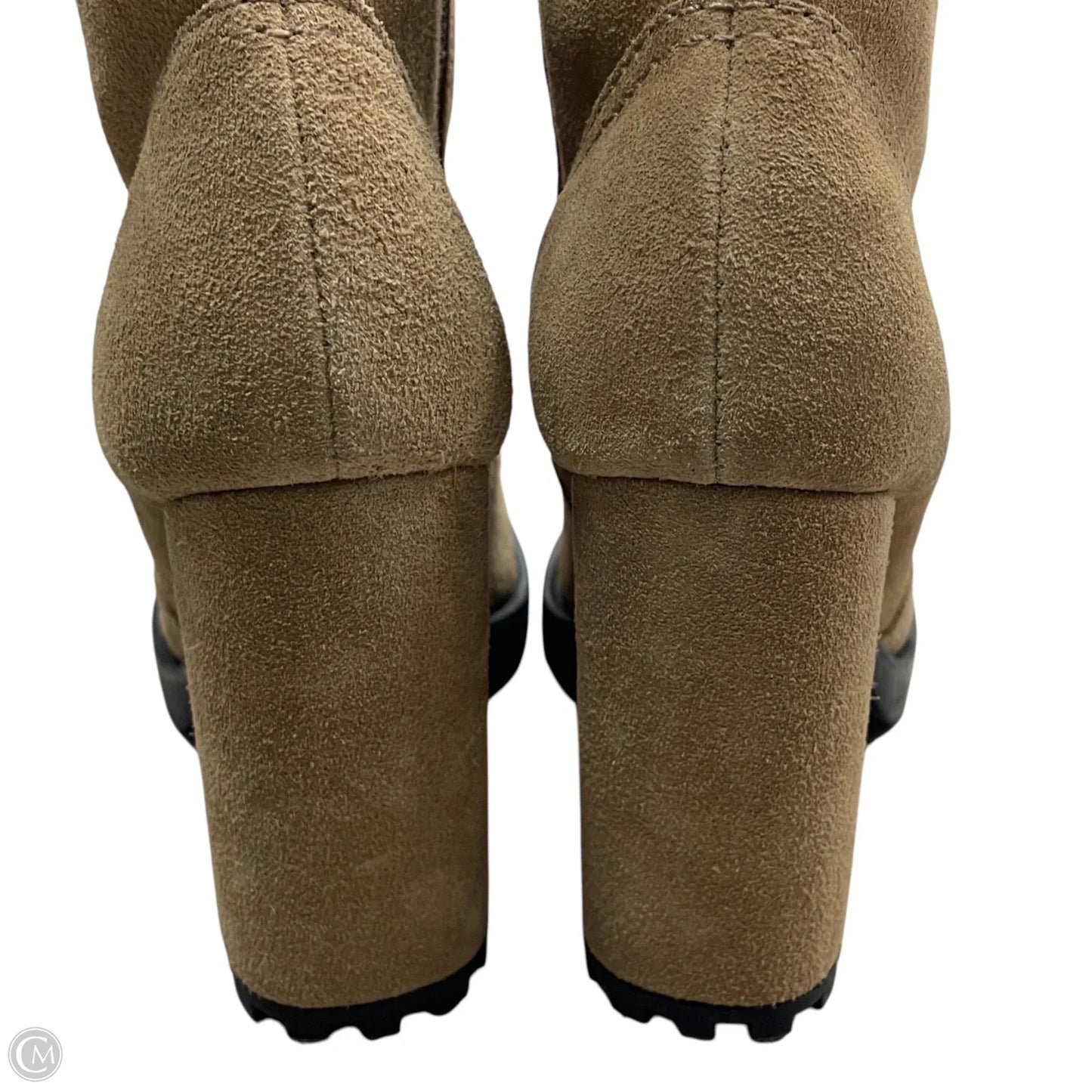 Boots Ankle Heels By Schutz In Black & Tan, Size: 7.5
