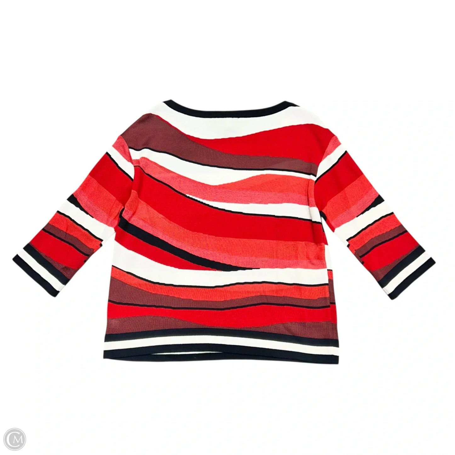 Top 3/4 Sleeve Luxury Designer By St John Collection In Cream & Red, Size: Xl