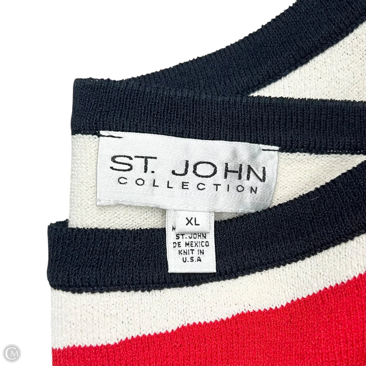 Top 3/4 Sleeve Luxury Designer By St John Collection In Cream & Red, Size: Xl
