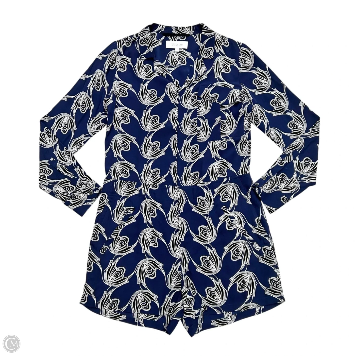Romper Designer By Derek Lam In Blue & White, Size: M