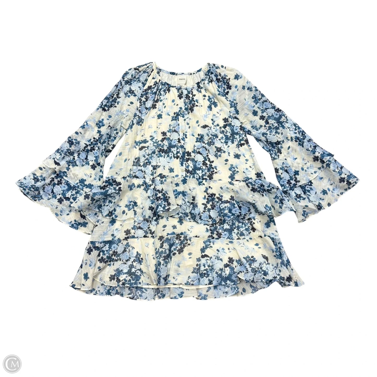 Dress Casual Midi By Maeve In Blue & White, Size: S