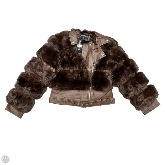 Jacket Faux Fur & Sherpa By Graniriente In Brown, Size: M