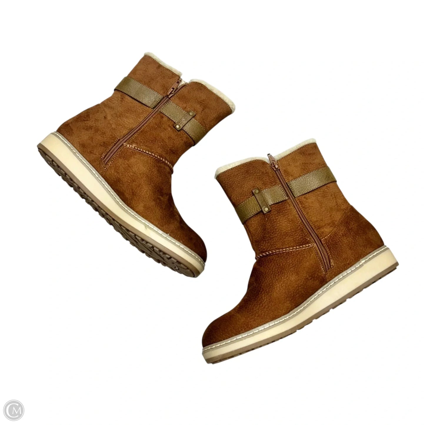 Boots Ankle Flats By White Mountain In Brown & Cream, Size: 9