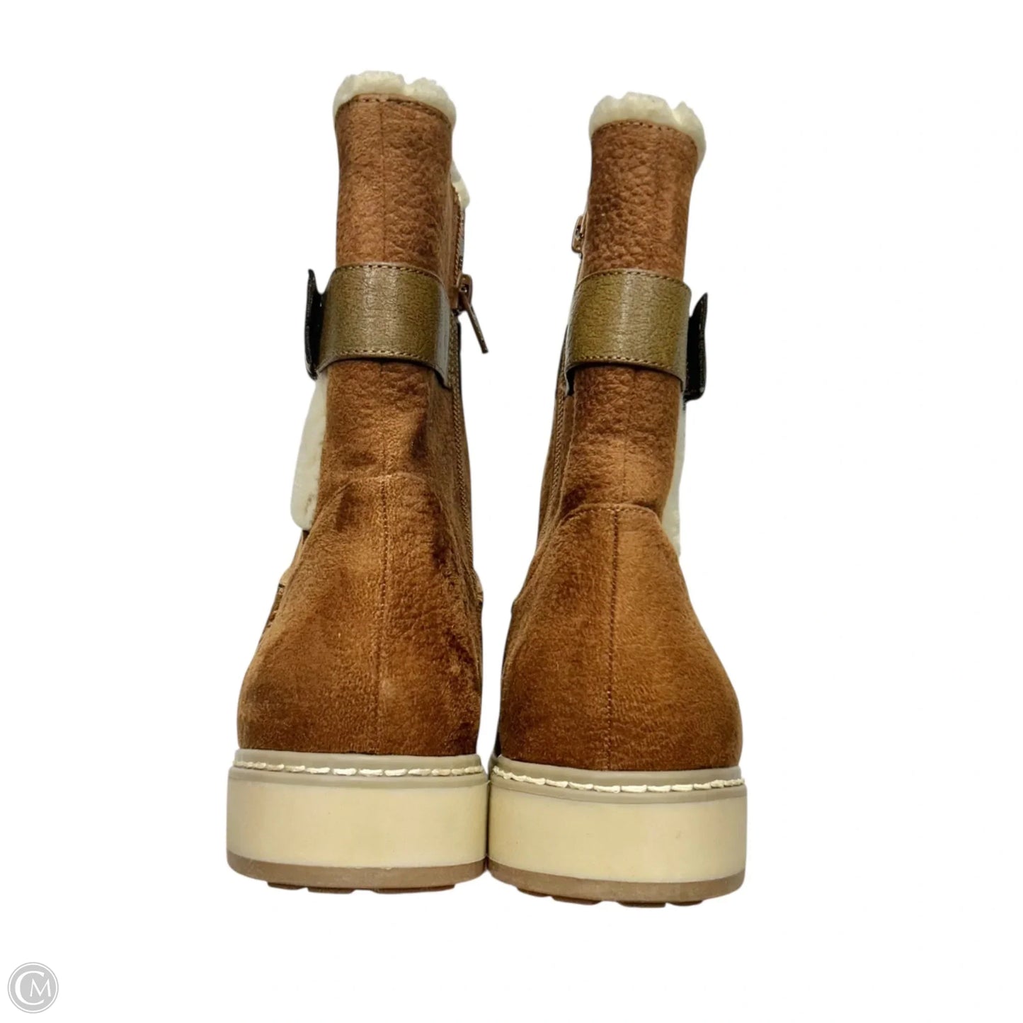 Boots Ankle Flats By White Mountain In Brown & Cream, Size: 9