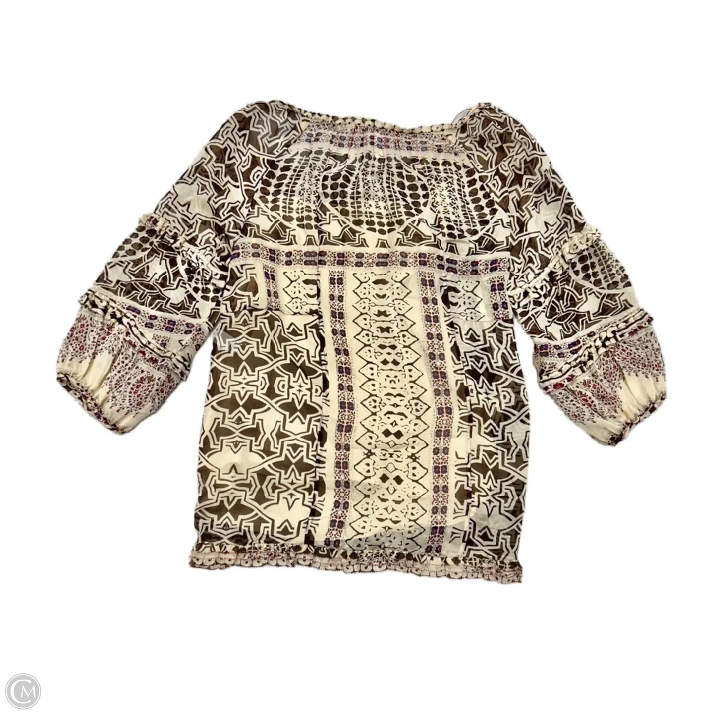 Blouse Designer By Diane Von Furstenberg In Brown & Cream, Size: M