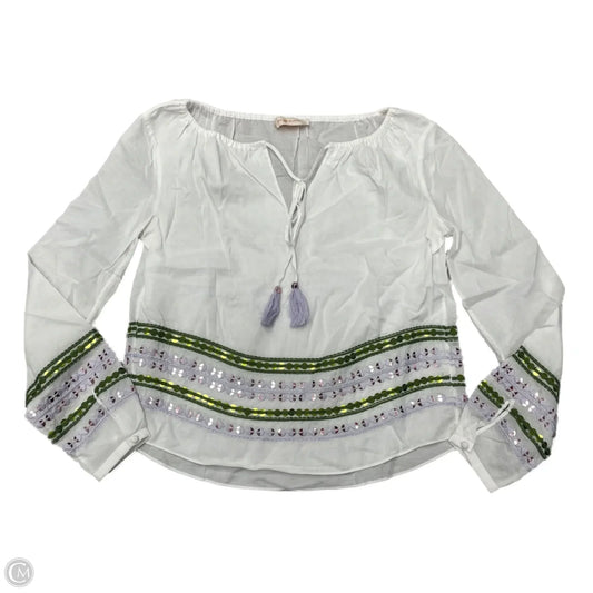 Top Long Sleeve Designer By Tory Burch In White, Size: Xs