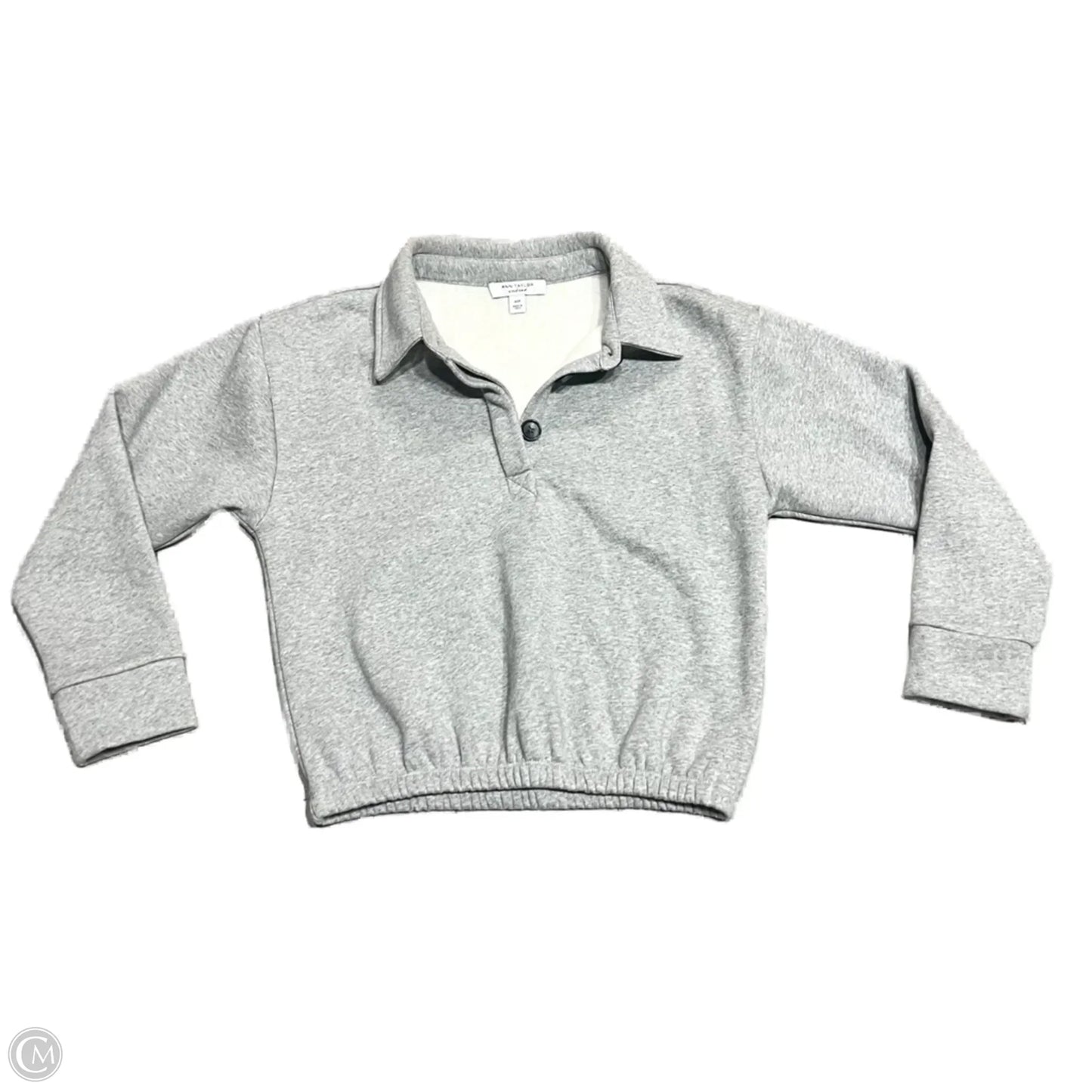 Sweatshirt Crewneck By Ann Taylor In Grey, Size: Xsp