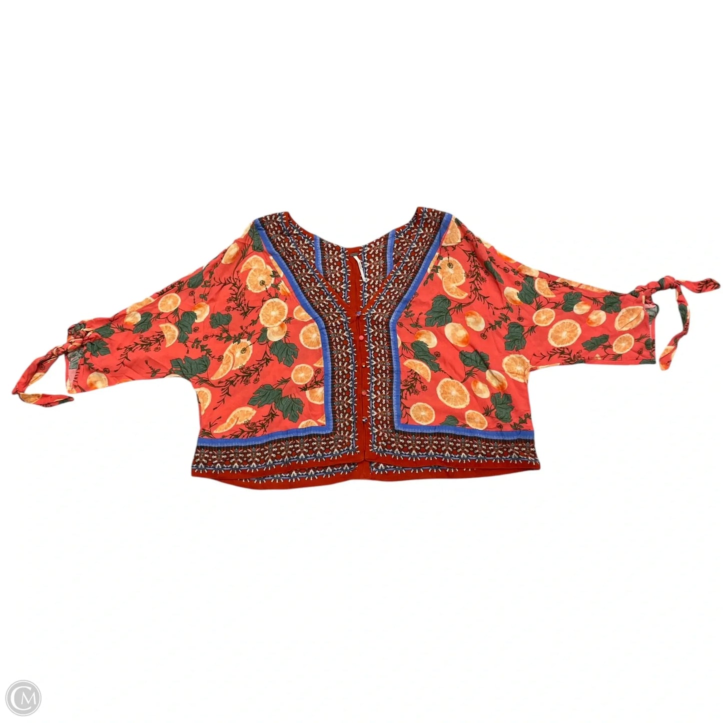 Blouse 3/4 Sleeve By Free People In Pink & Red, Size: S