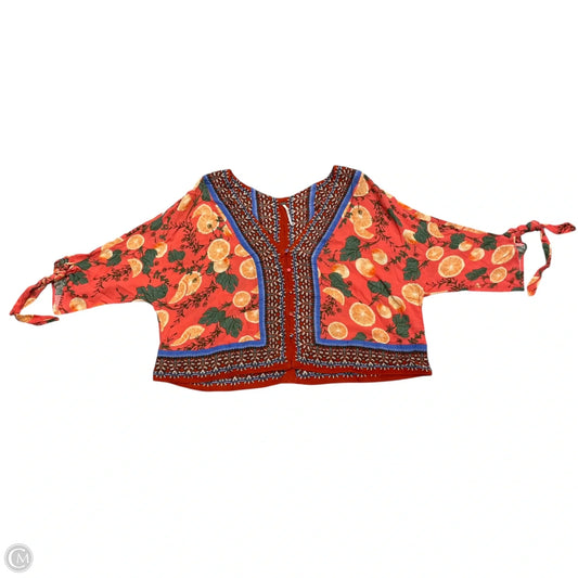 Blouse 3/4 Sleeve By Free People In Pink & Red, Size: S