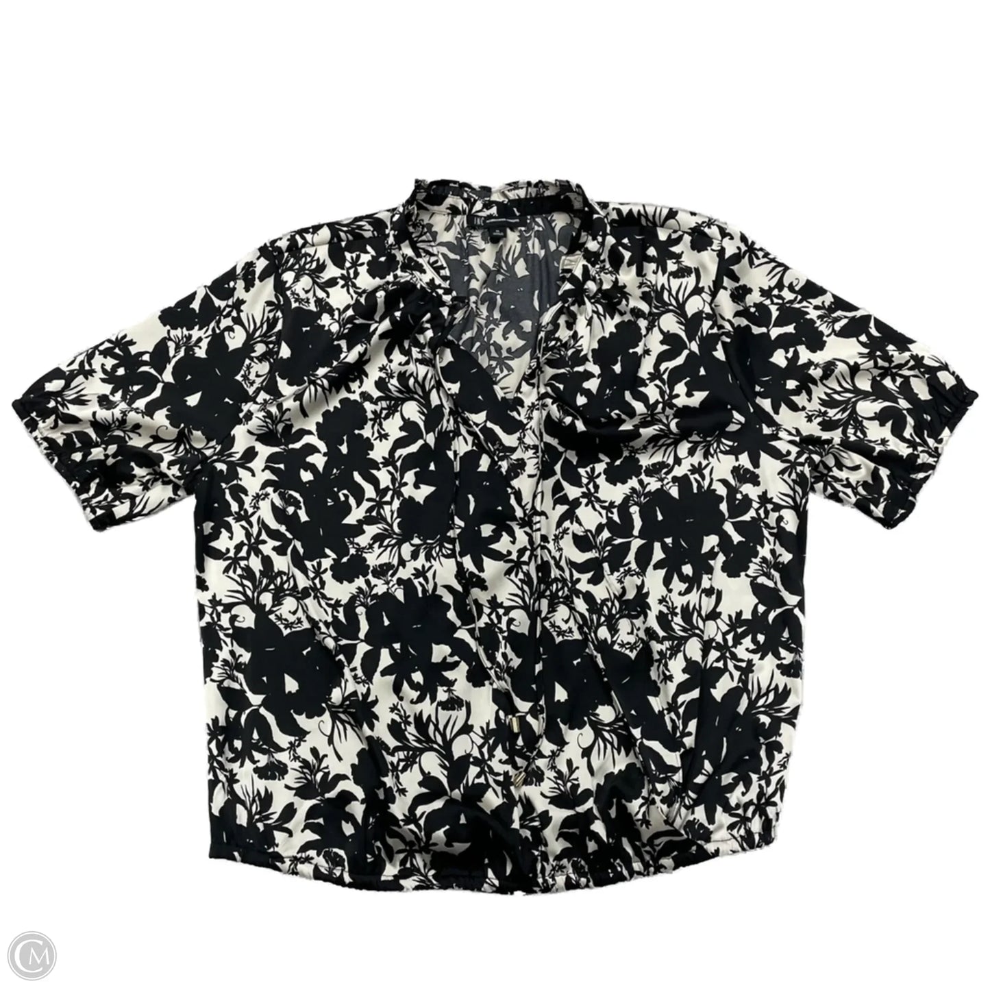 Blouse Short Sleeve By Inc In Black & Cream, Size: Xl