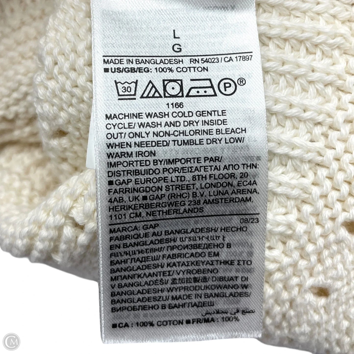 Sweater By Gap In Ivory, Size: L